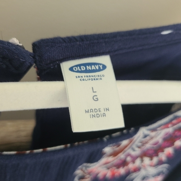 ⭐️40% Off⭐️ Old Navy Cold Ruffle Shoulder Navy & Floral Dress - Picture 13 of 15